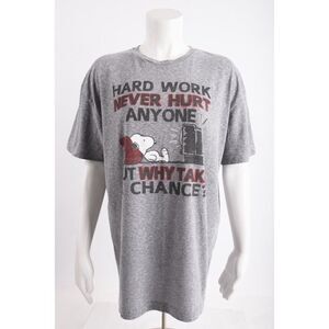 Peanuts Womens Snoopy T-Shirt XL Gray Hard Work Never Hurt Anyone Graphic Tee